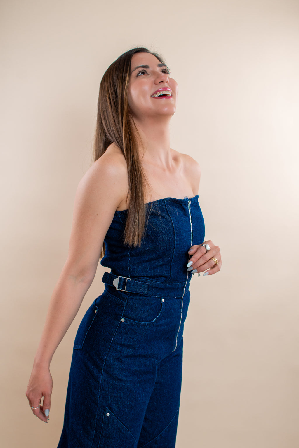 Strapless Juana denim jumpsuit - MM SHOP