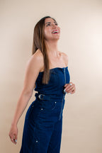 Strapless Juana denim jumpsuit - MM SHOP