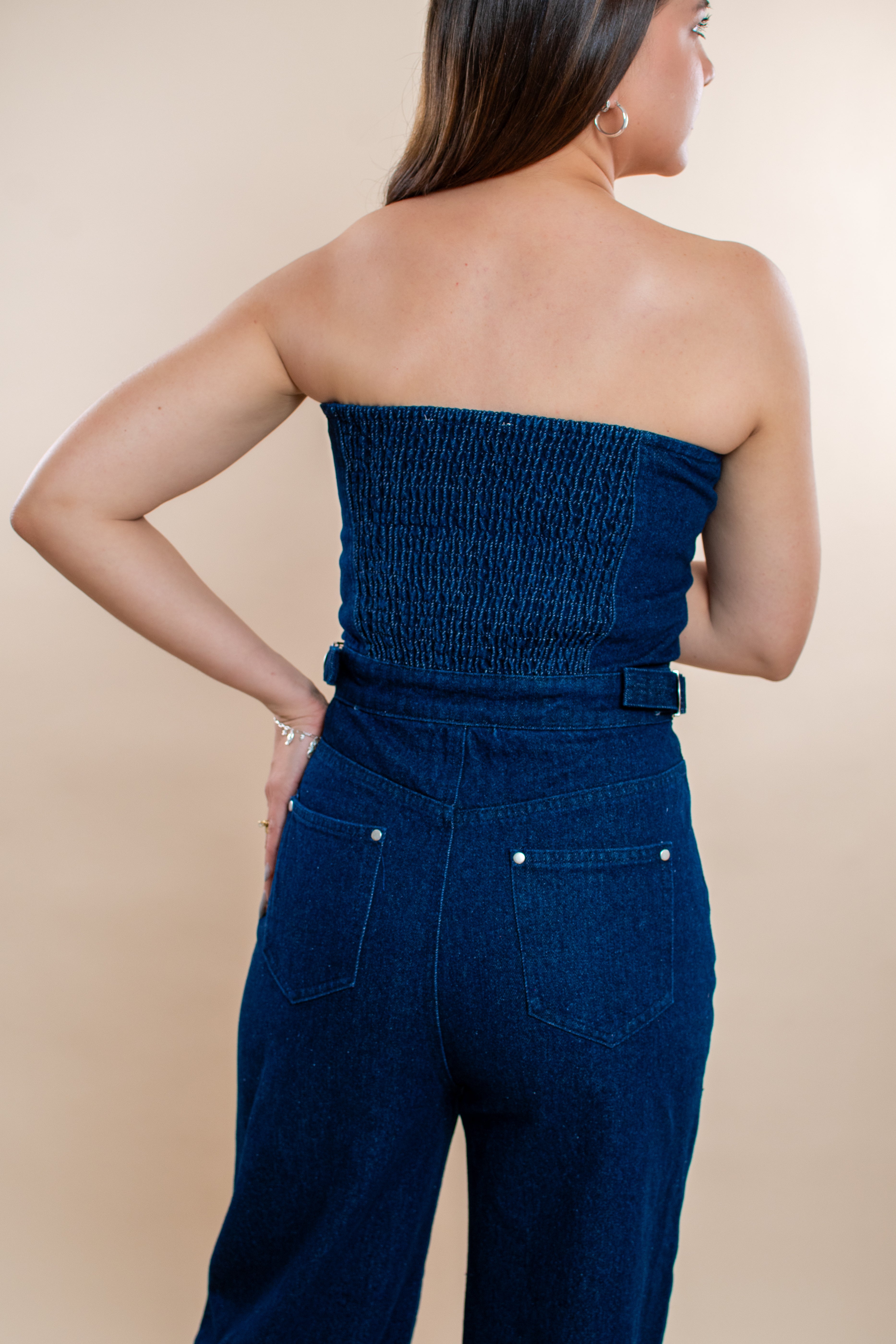 Strapless Juana denim jumpsuit - MM SHOP