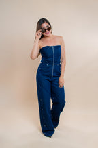 Strapless Juana denim jumpsuit - MM SHOP