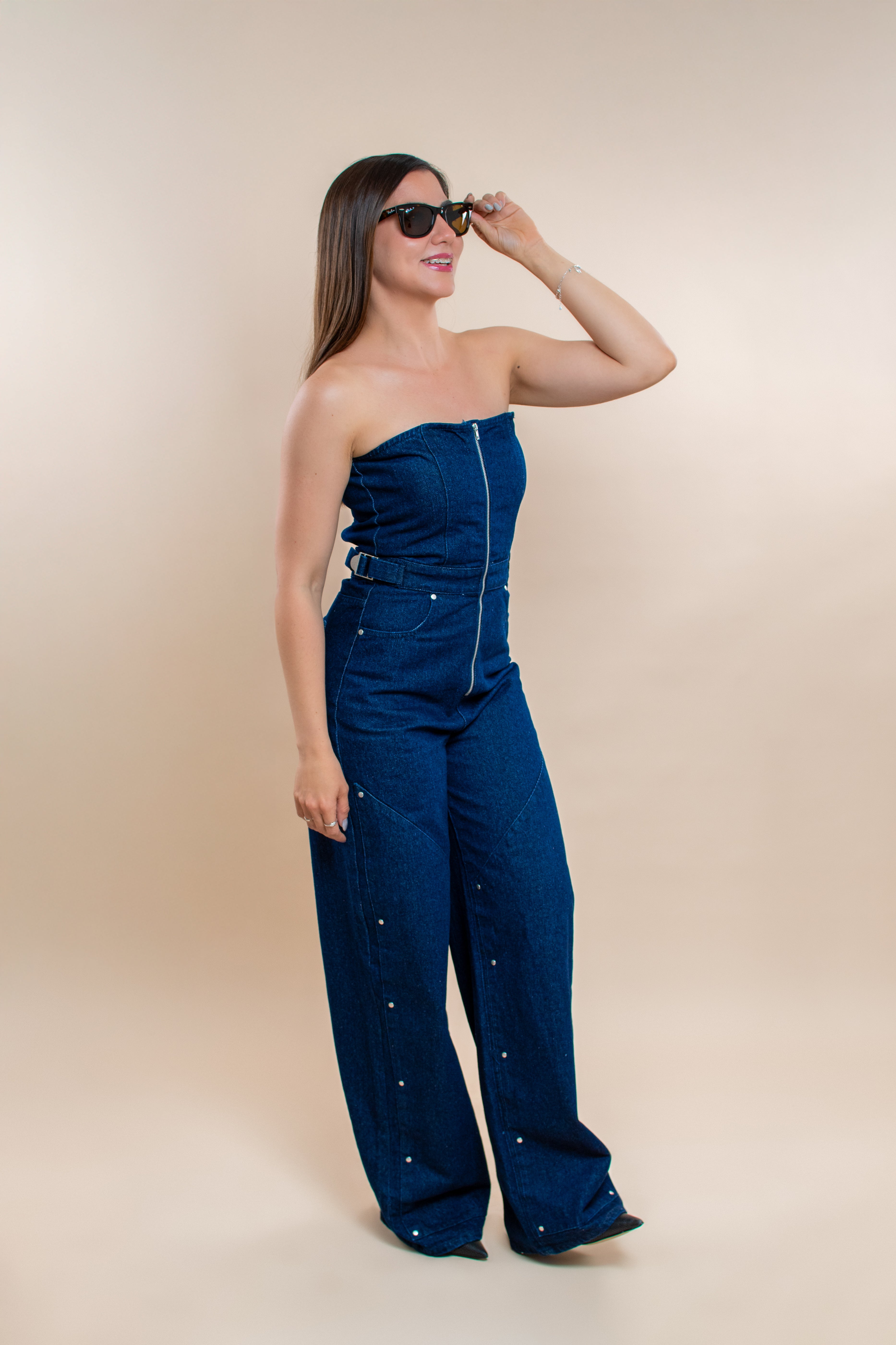 Strapless Juana denim jumpsuit - MM SHOP