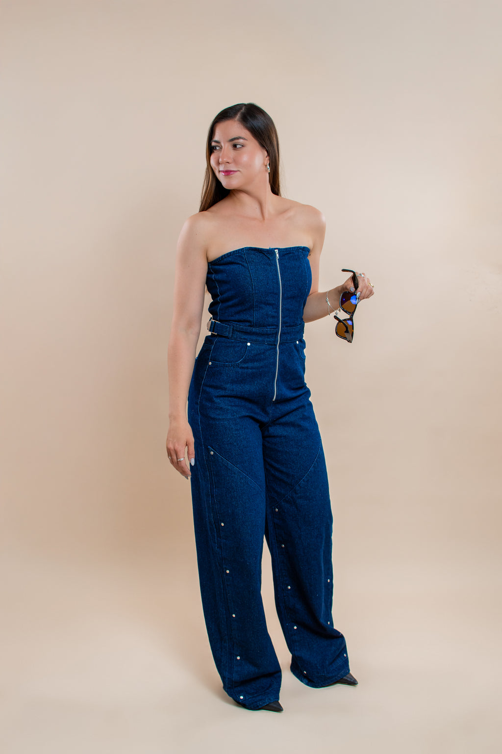 Strapless Juana denim jumpsuit - MM SHOP