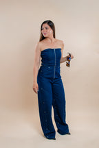 Strapless Juana denim jumpsuit - MM SHOP