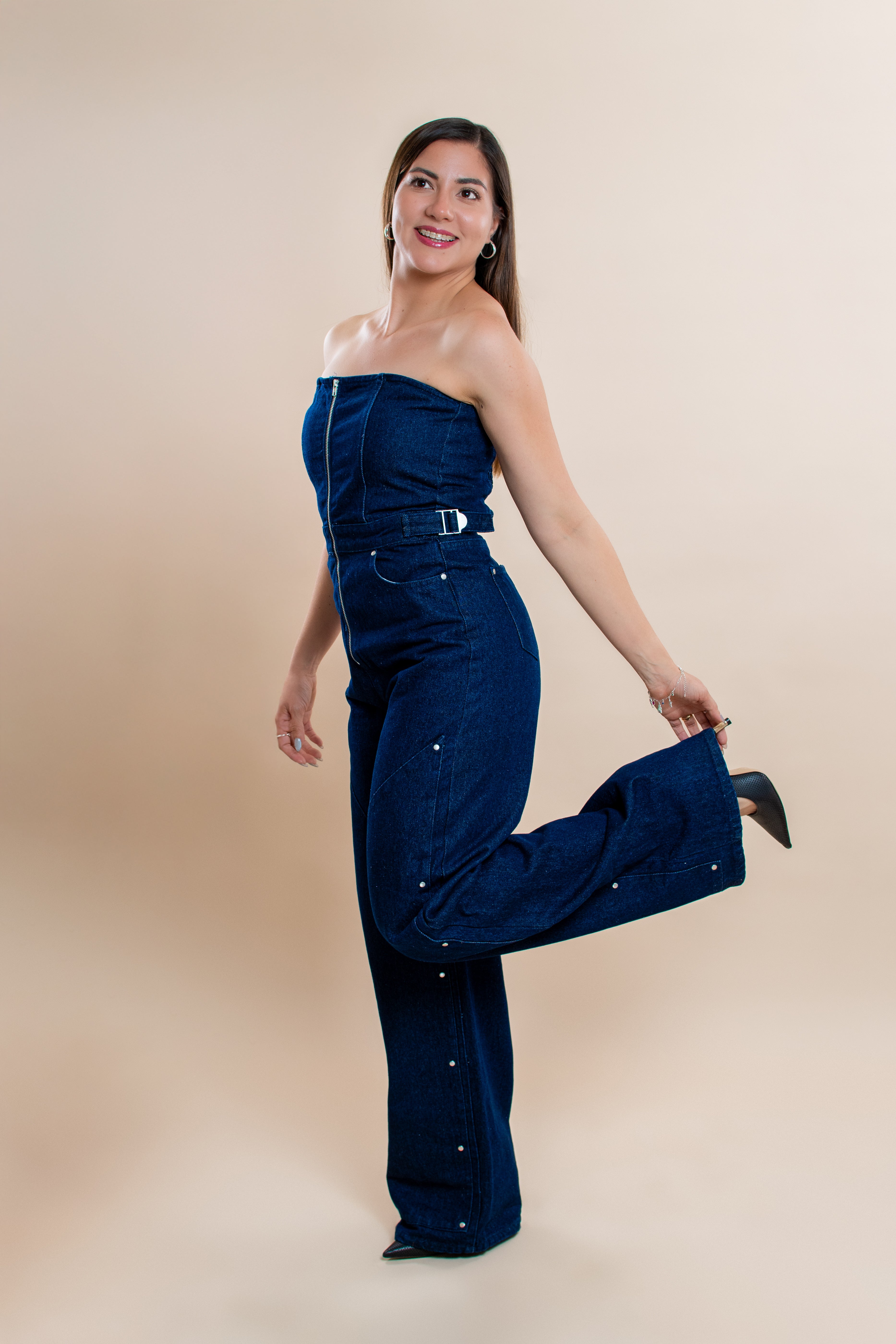 Strapless Juana denim jumpsuit - MM SHOP