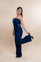 Strapless Juana denim jumpsuit - MM SHOP
