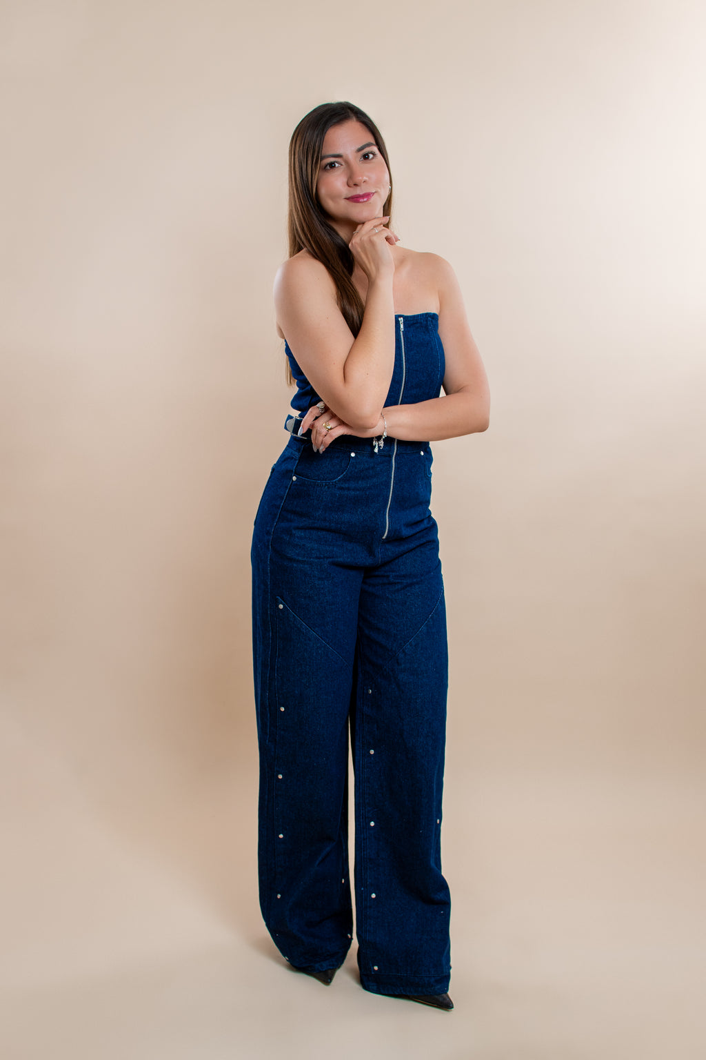 Strapless Juana denim jumpsuit - MM SHOP