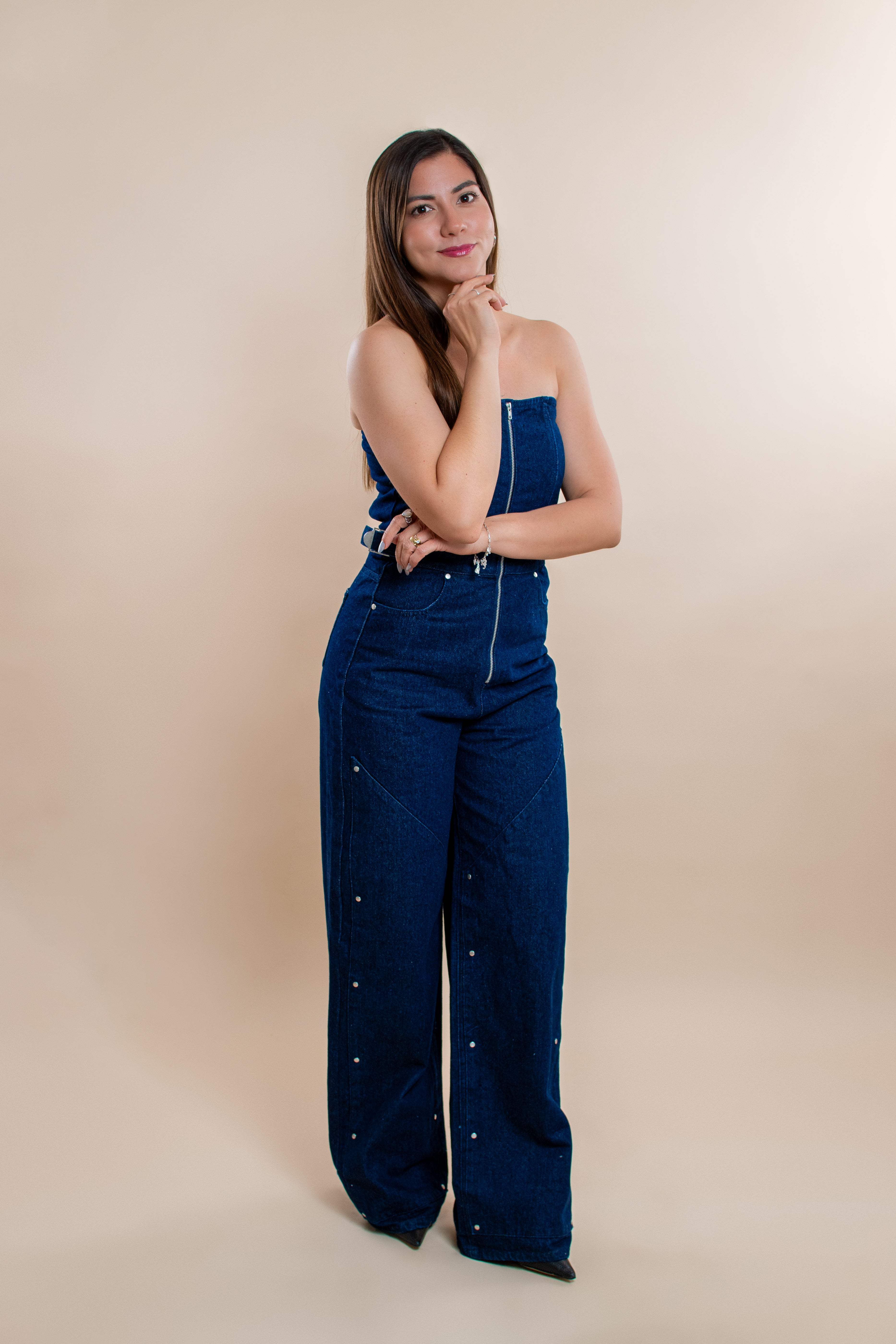 Strapless Juana denim jumpsuit - MM SHOP