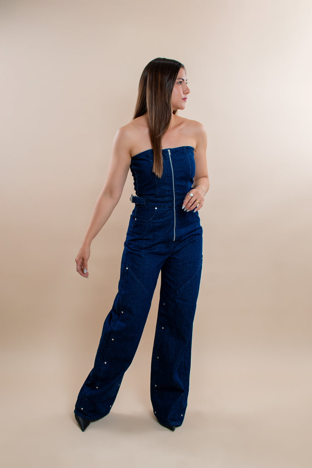 Strapless Juana denim jumpsuit - MM SHOP