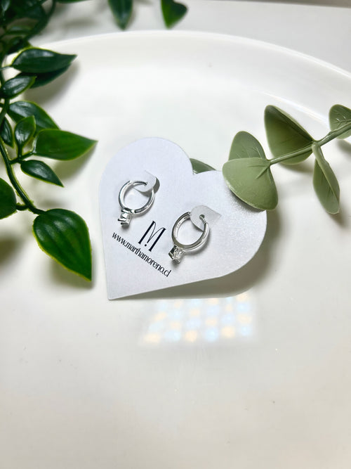 Aros argolla con colgante en circonitas