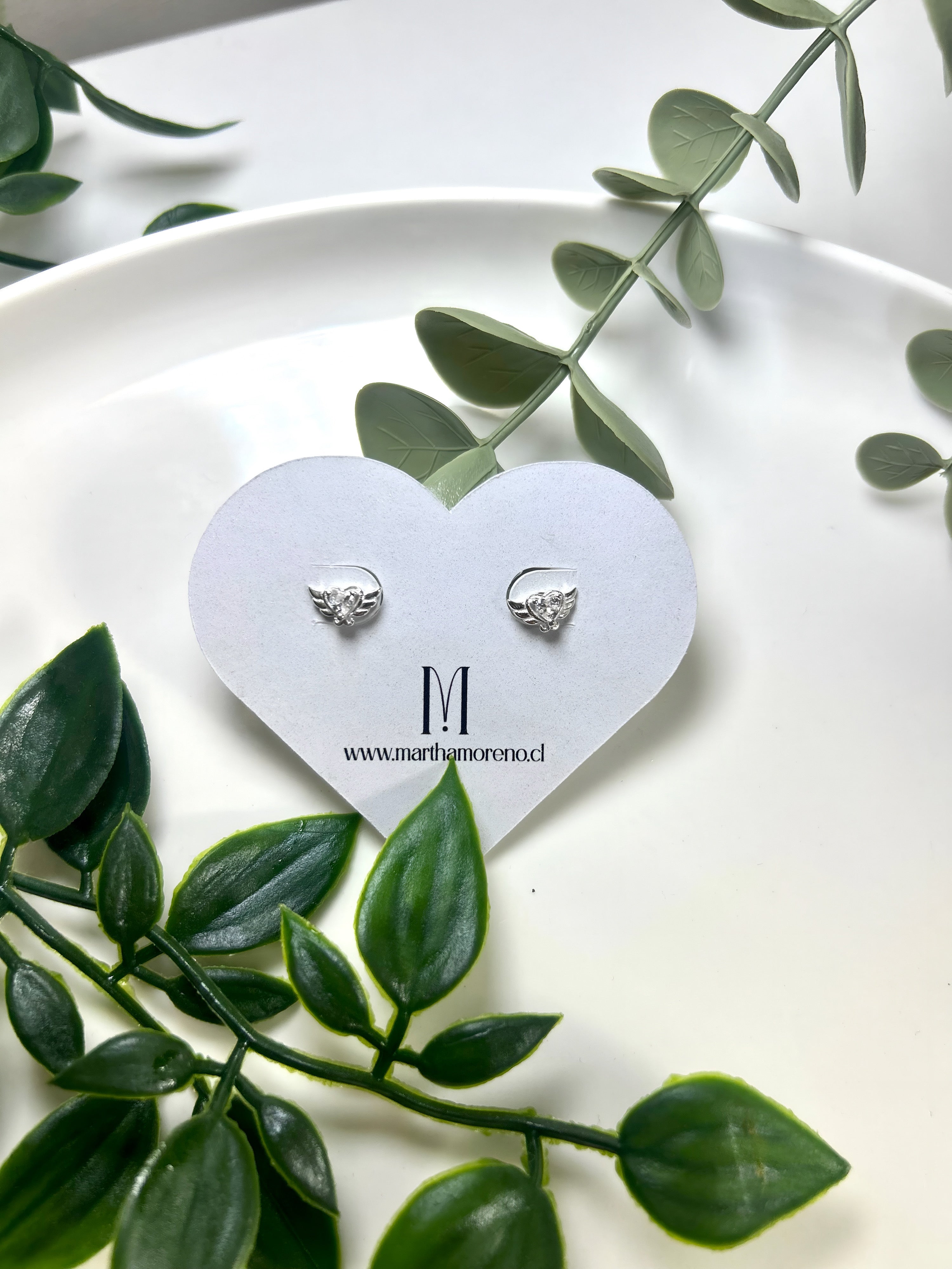 Aros corazón con alas