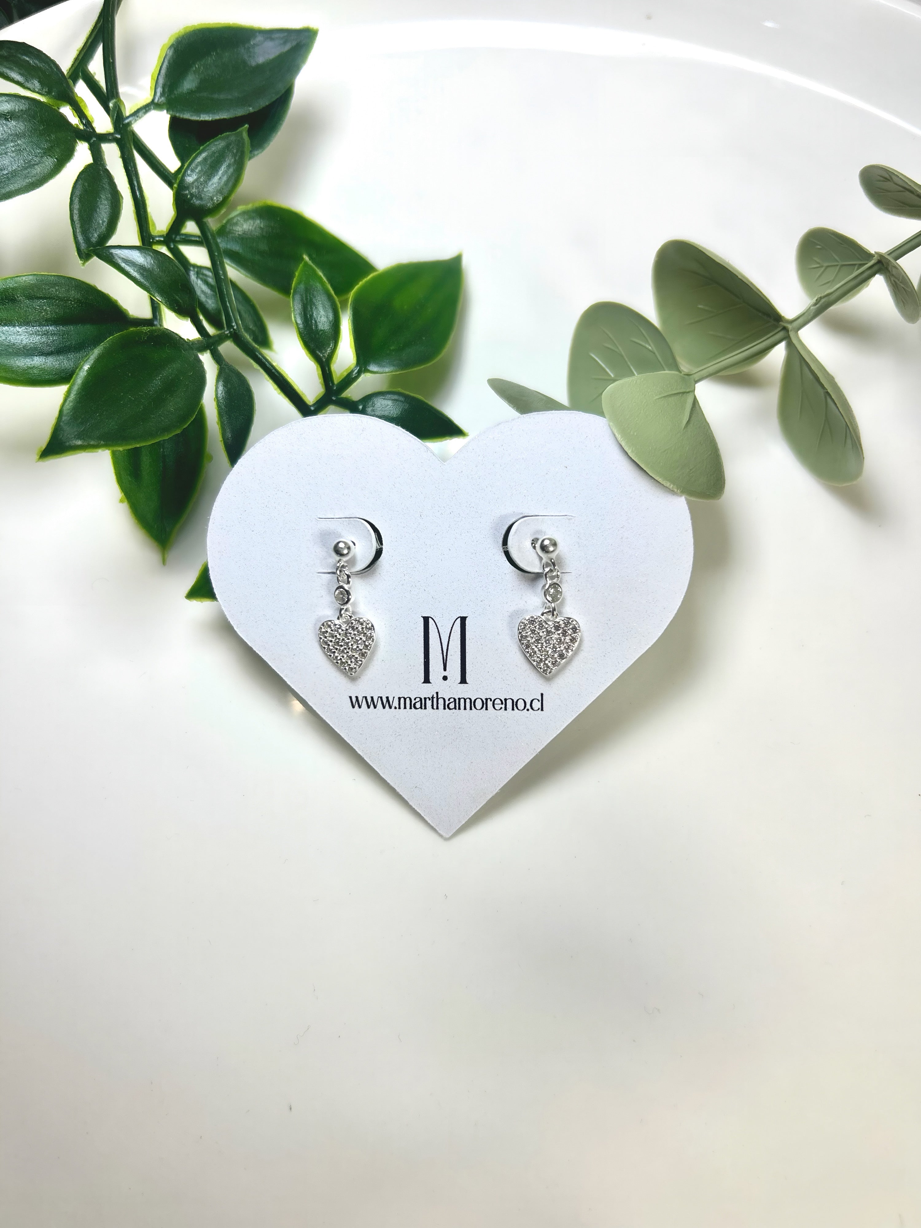 Aros corazón con circonitas