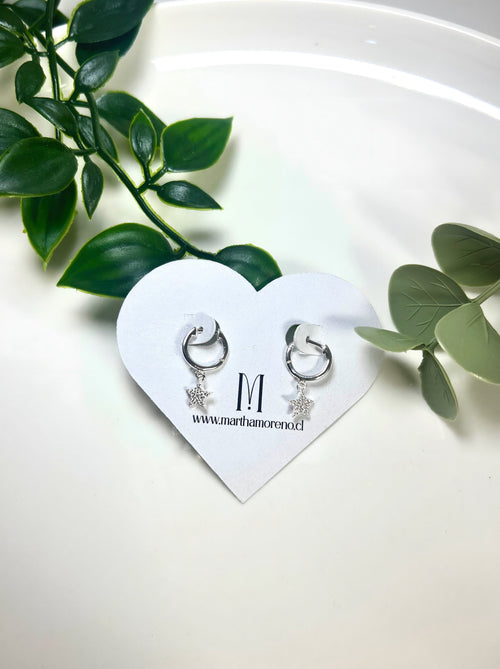 Aros argolla con dije de estrella