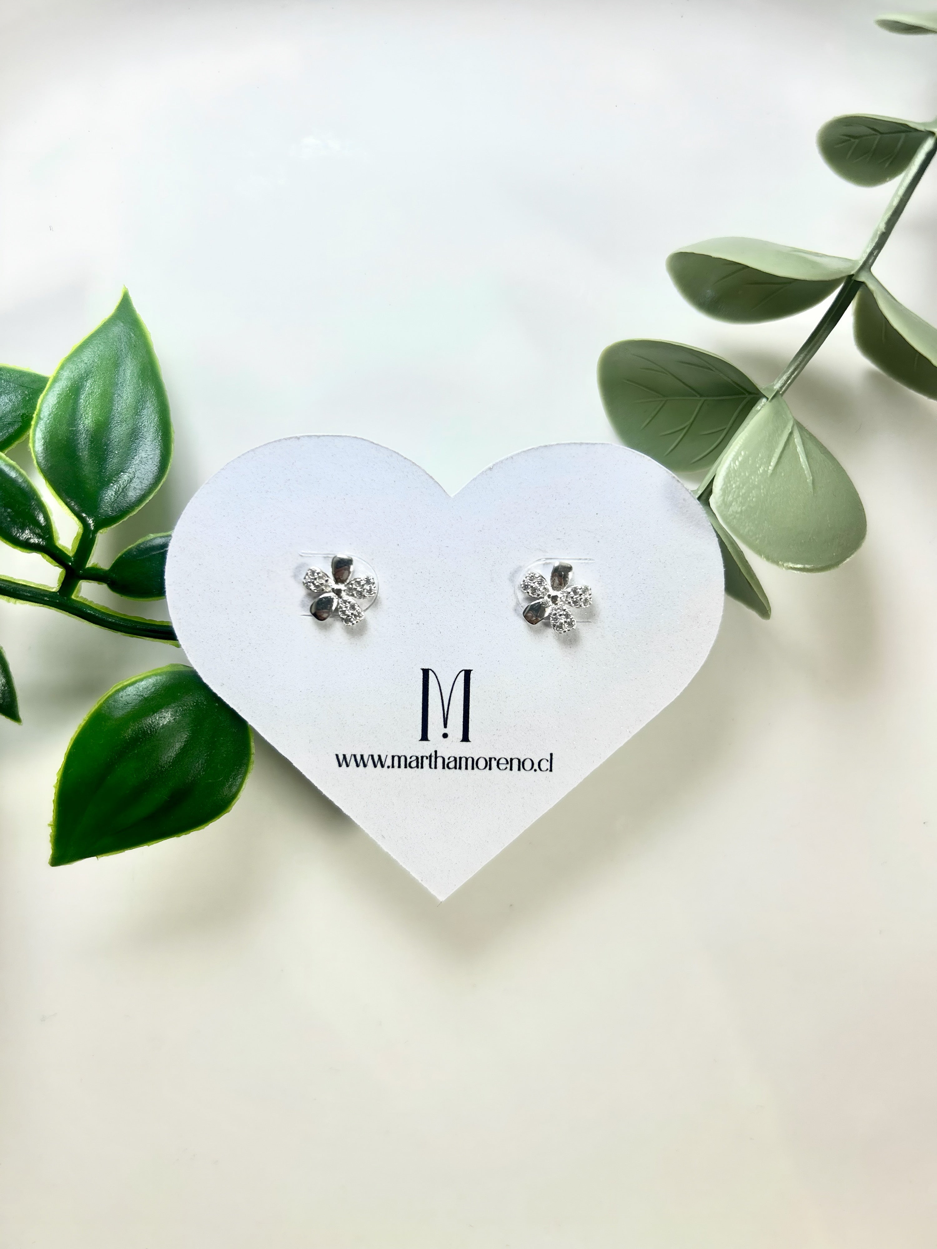 Aros flor con circonitas