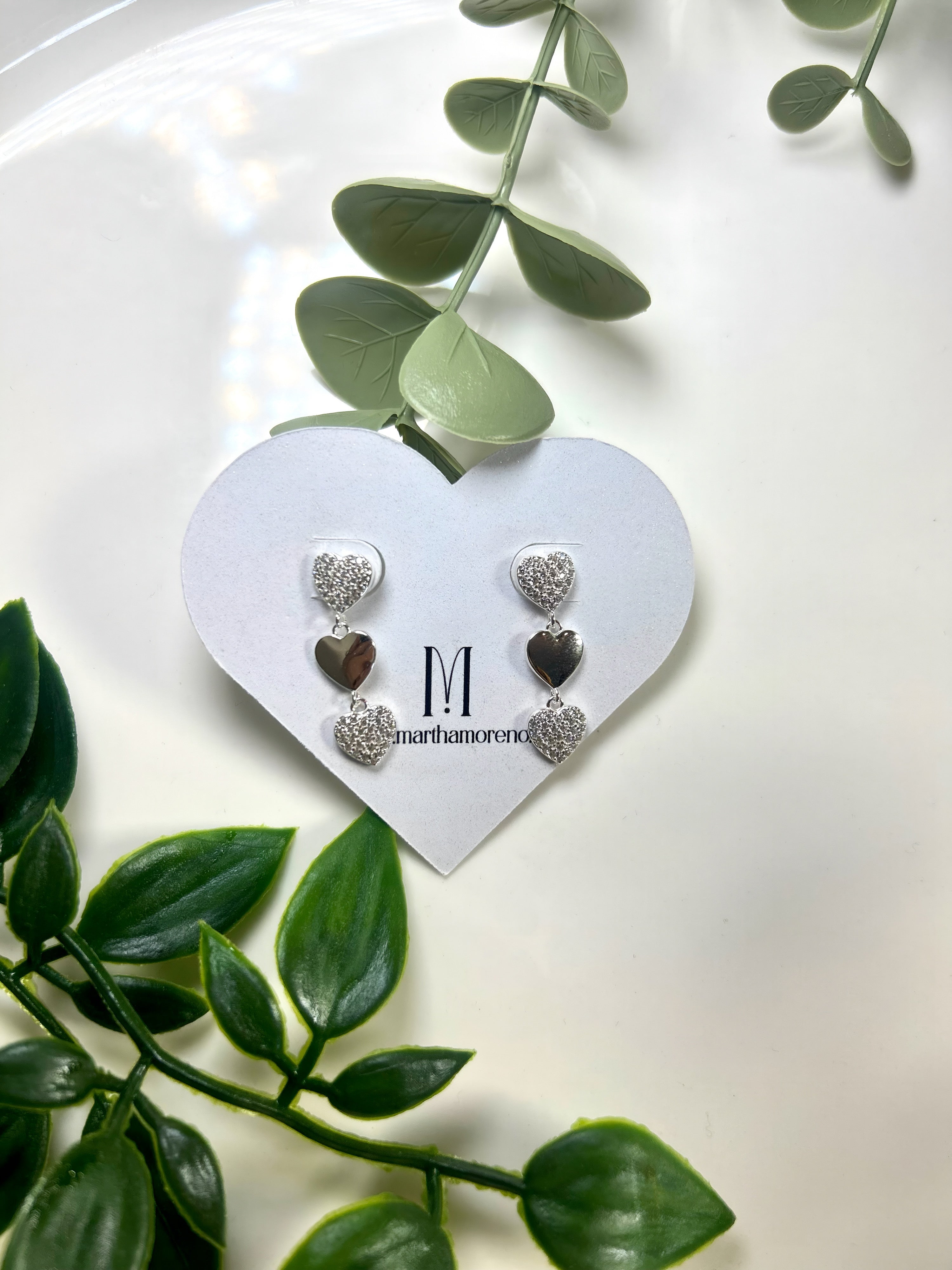 Aros corazones triples con circonitas