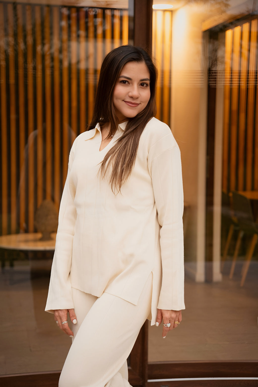 Conjunto Punto Acanalado Beige