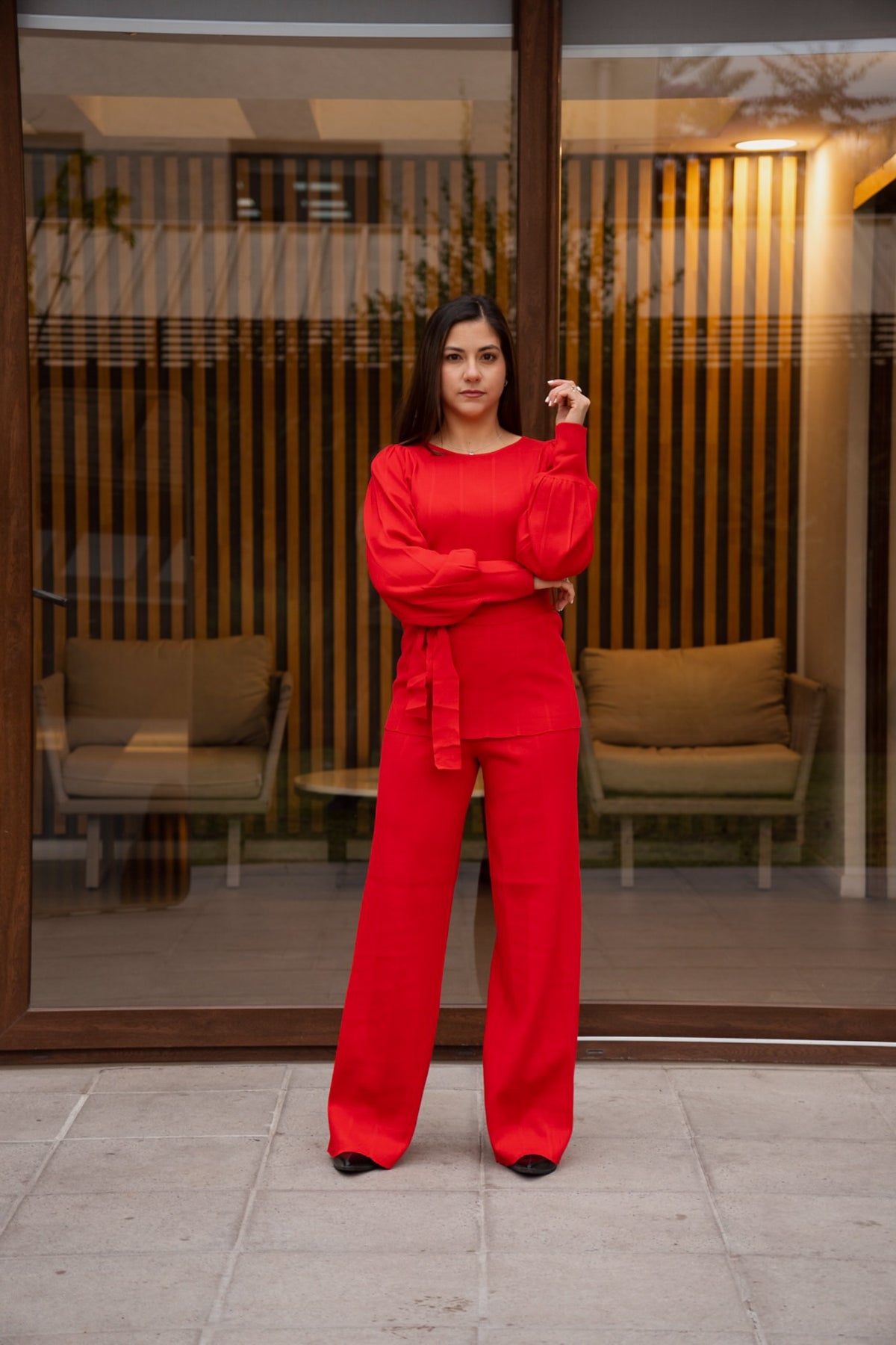 Pantalon de punto rojo Victoria