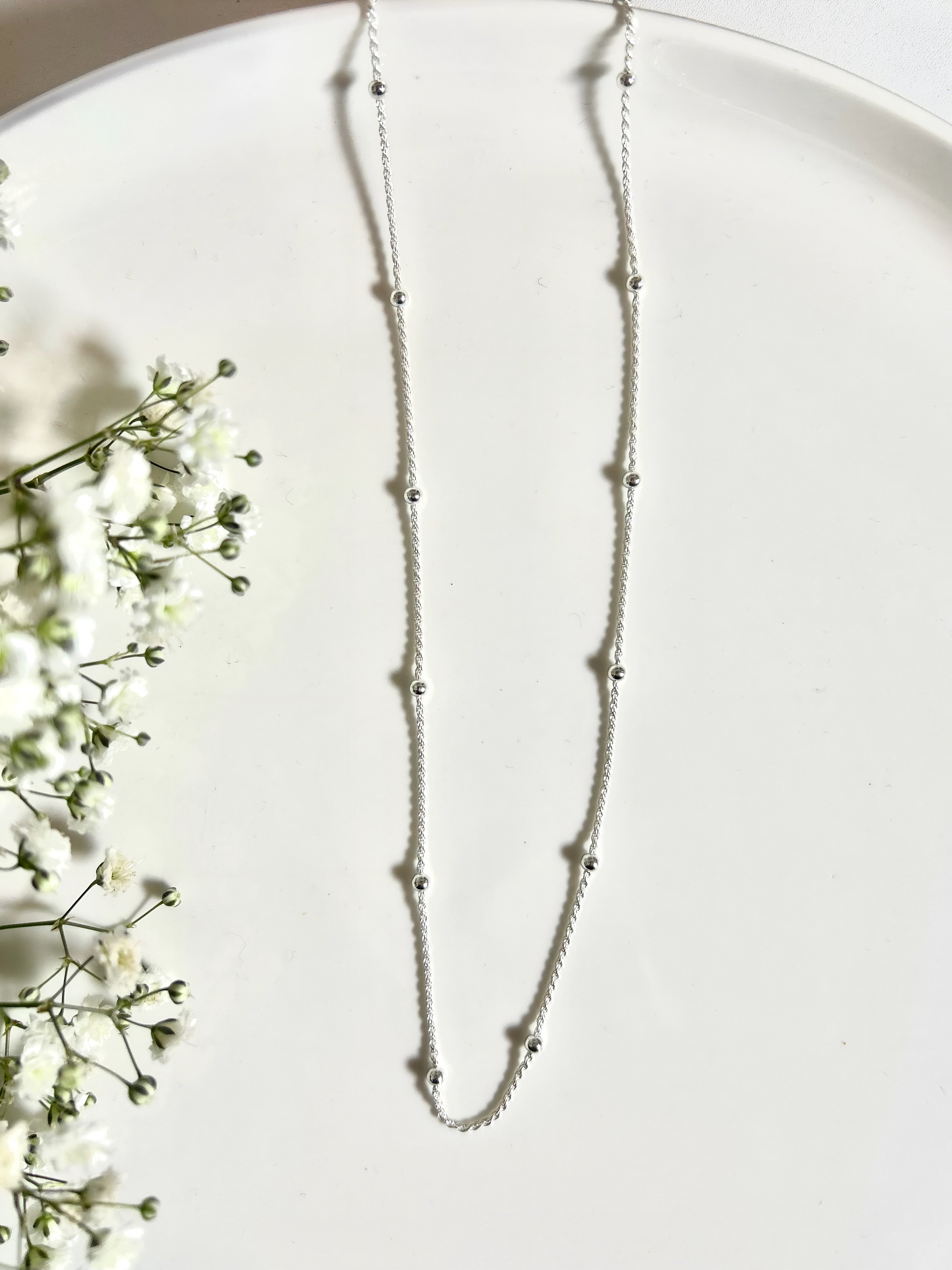 Collar con mini balines de 40 cm - plata 925