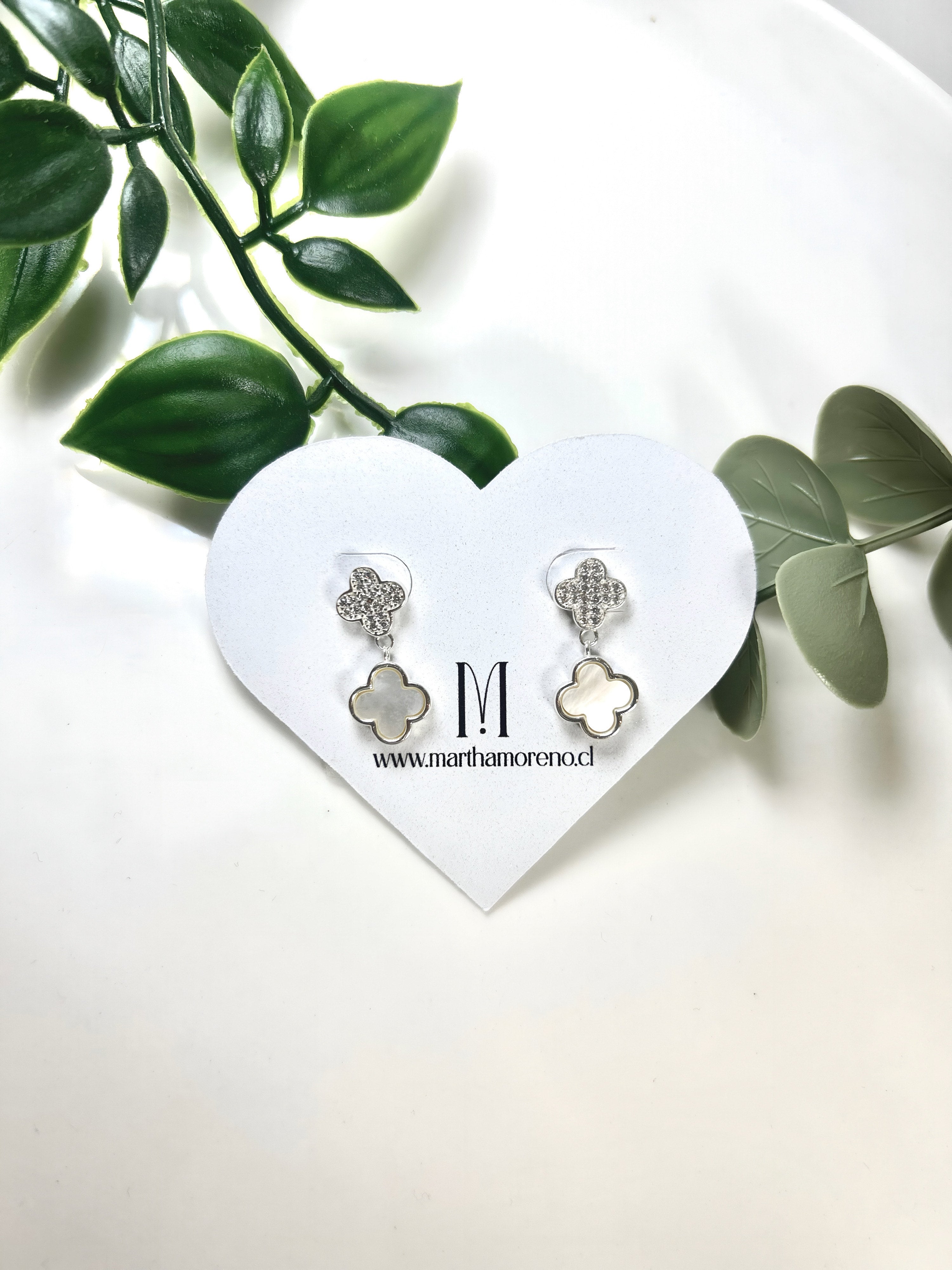 aros colgantes trebol de nácar