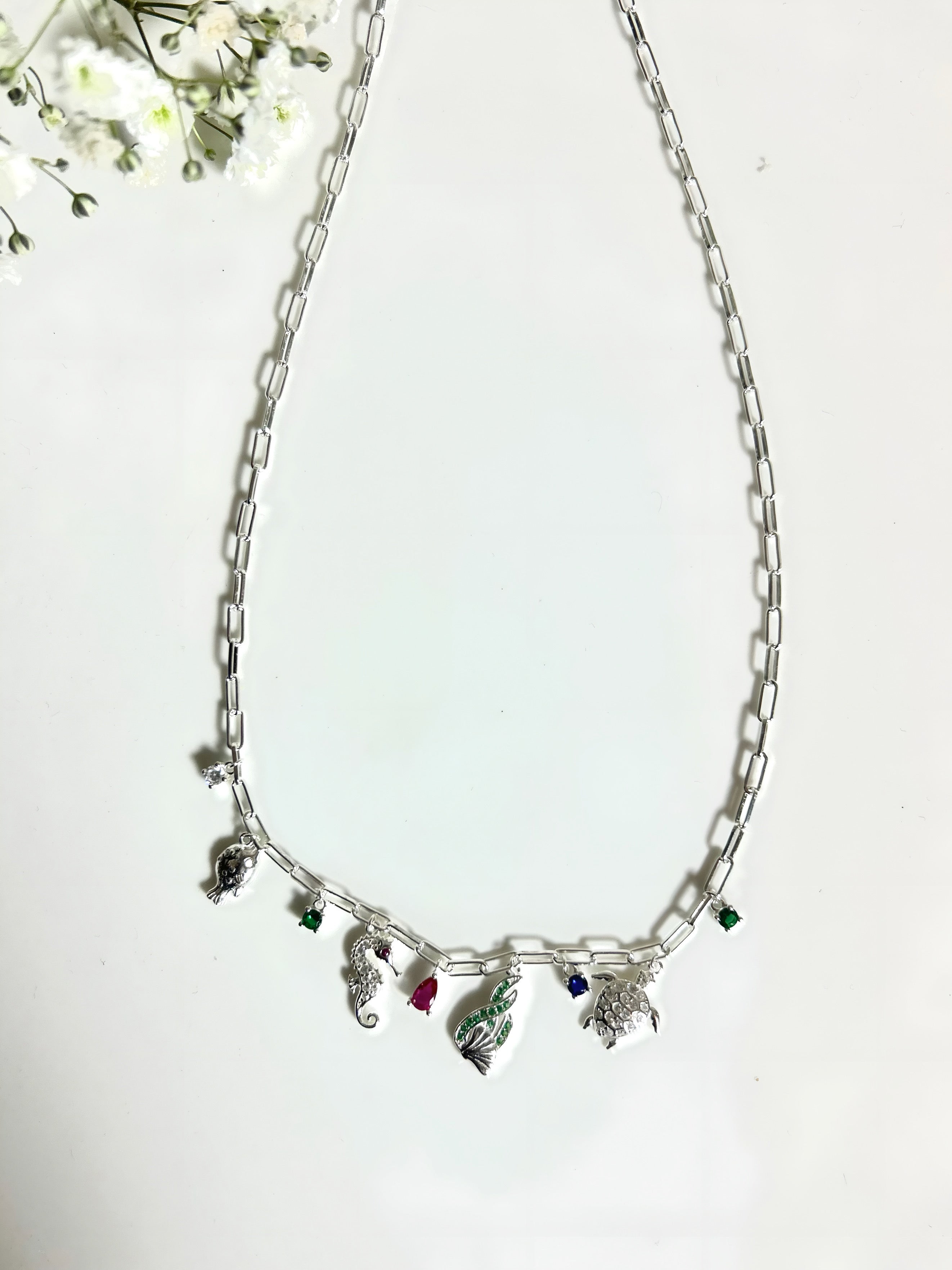 Collar charm oceánico en plata 925
