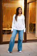 Sweater Ivory Blanco Estrellas Doradas