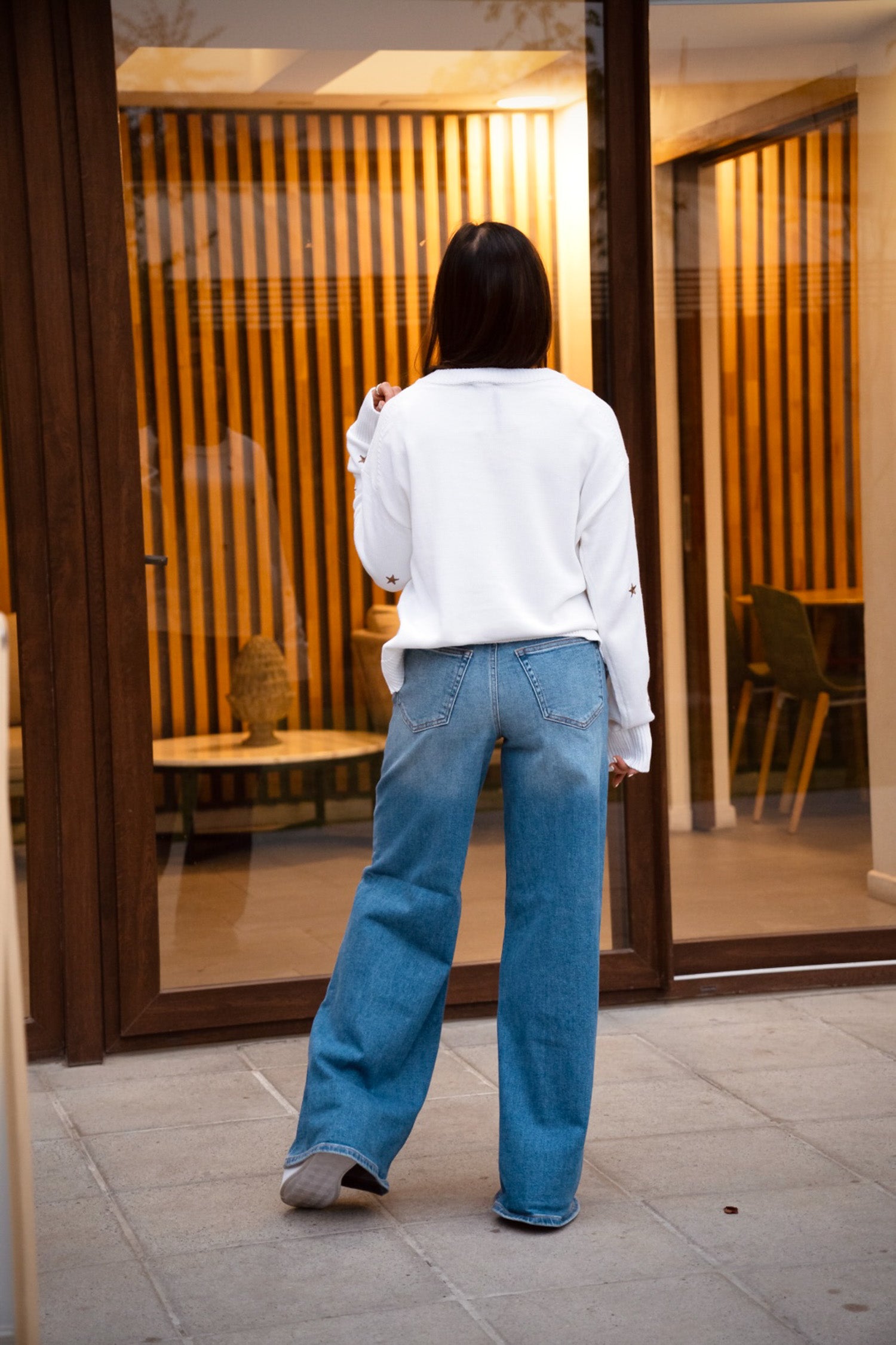 Sweater Ivory Blanco Estrellas Doradas