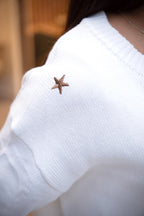 Sweater Ivory Blanco Estrellas Doradas