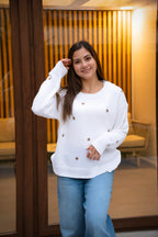 Sweater Ivory Blanco Estrellas Doradas