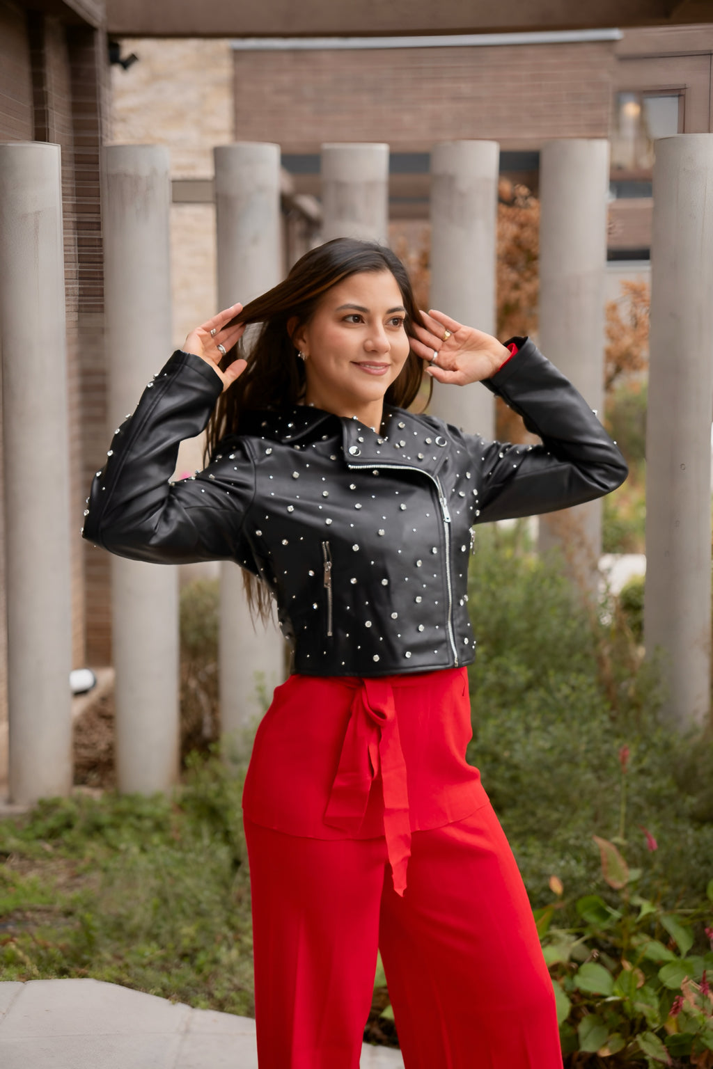 Chaqueta Biker Negra Brillante