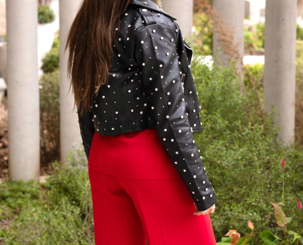 Chaqueta Biker Negra Brillante