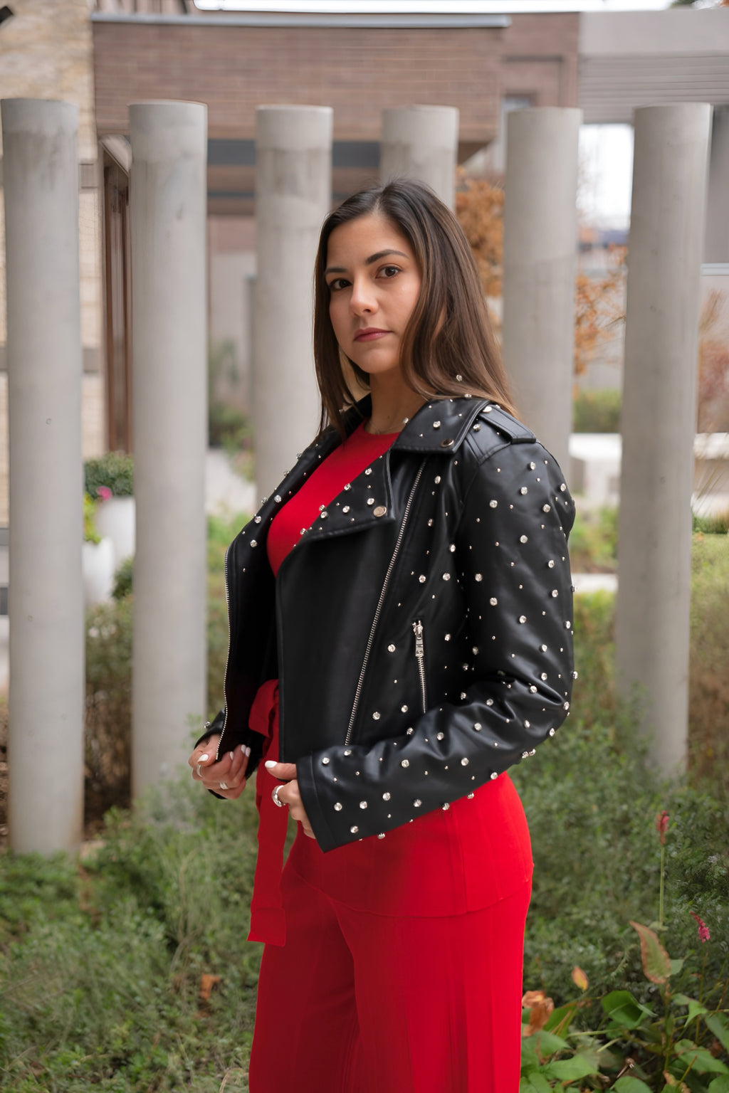 Chaqueta Biker Negra Brillante