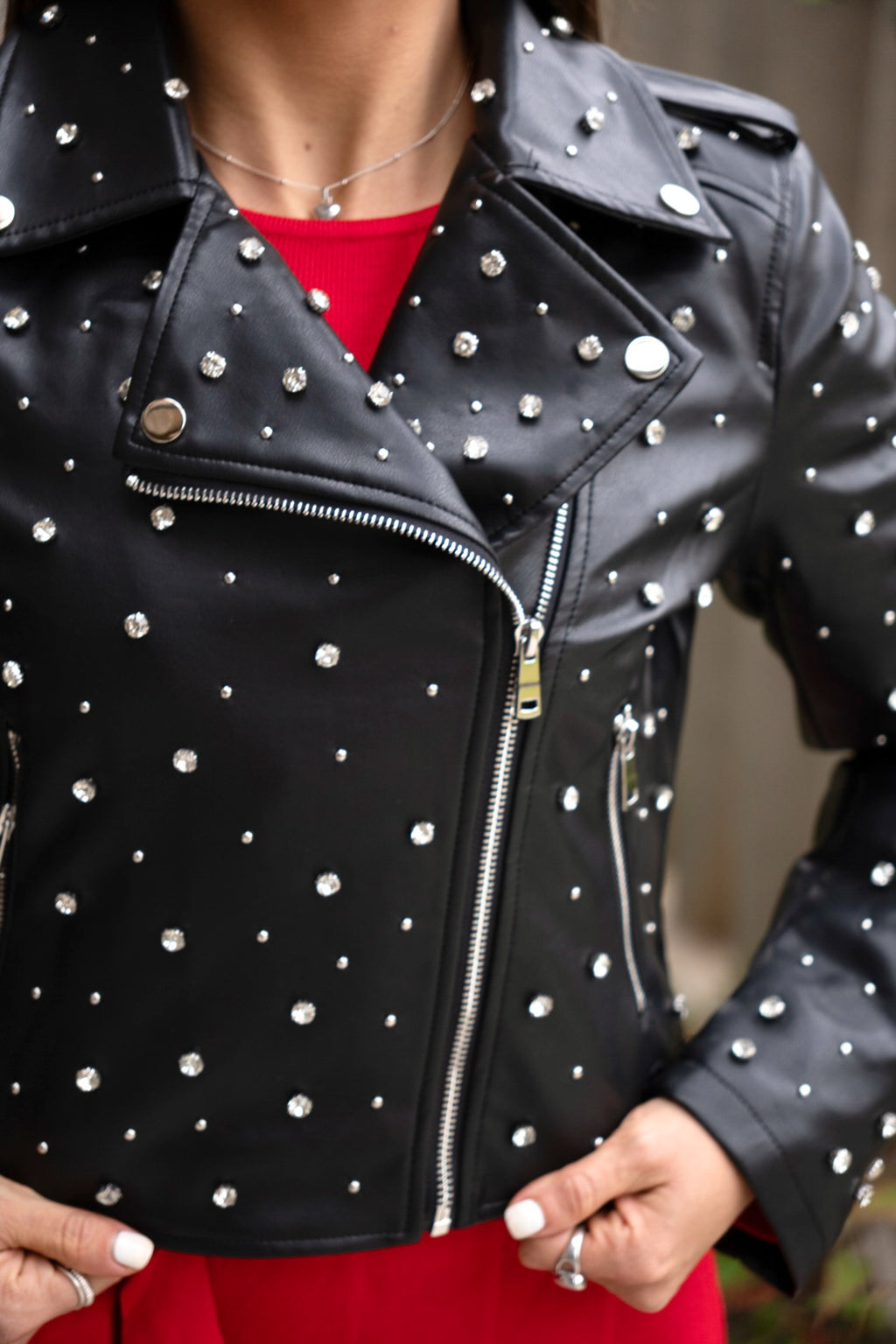 Chaqueta Biker Negra Brillante