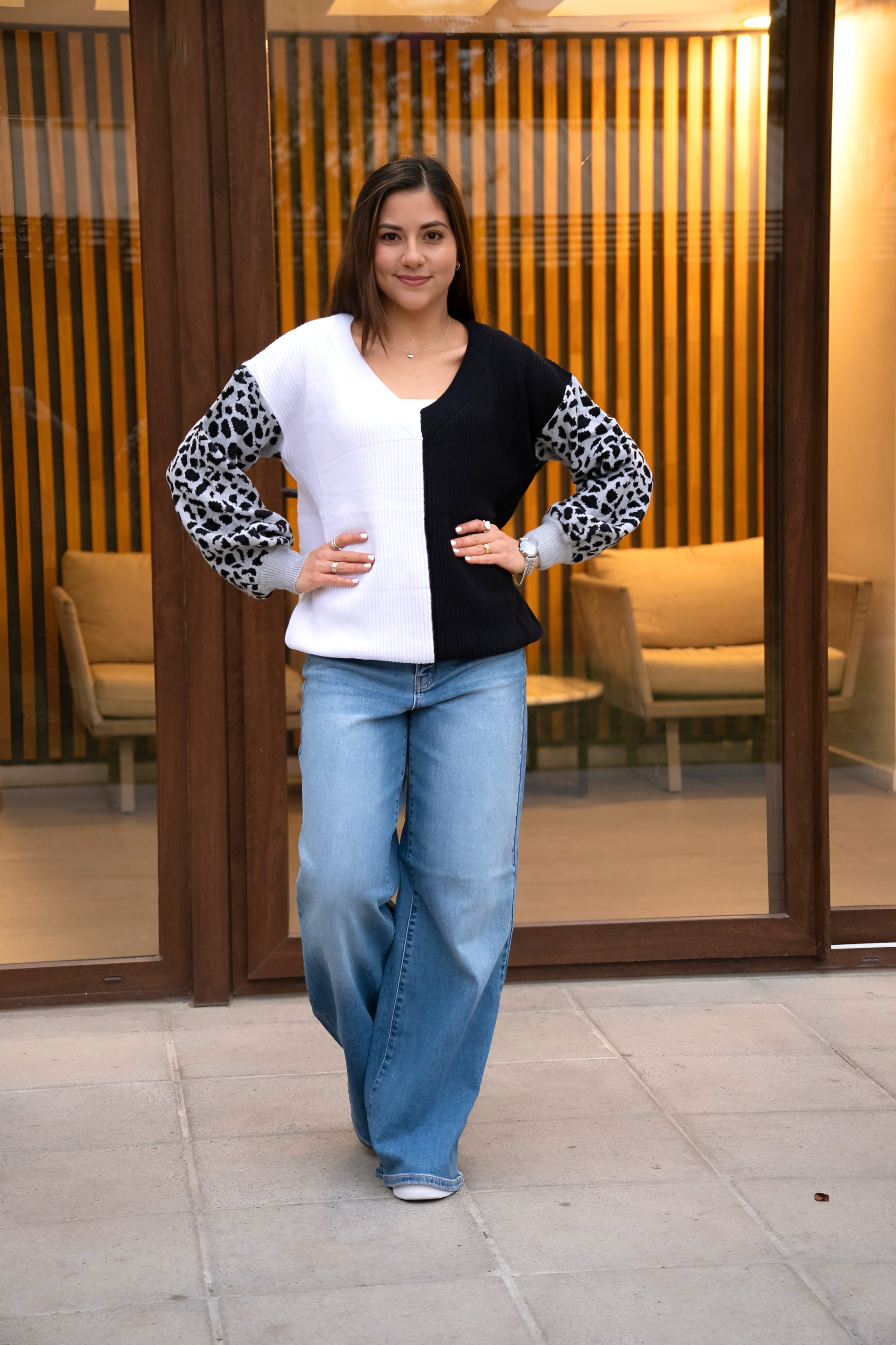 Sweater Emma Blanco y Negro