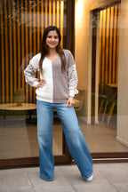 Sweater Emma Taupé y Blanco