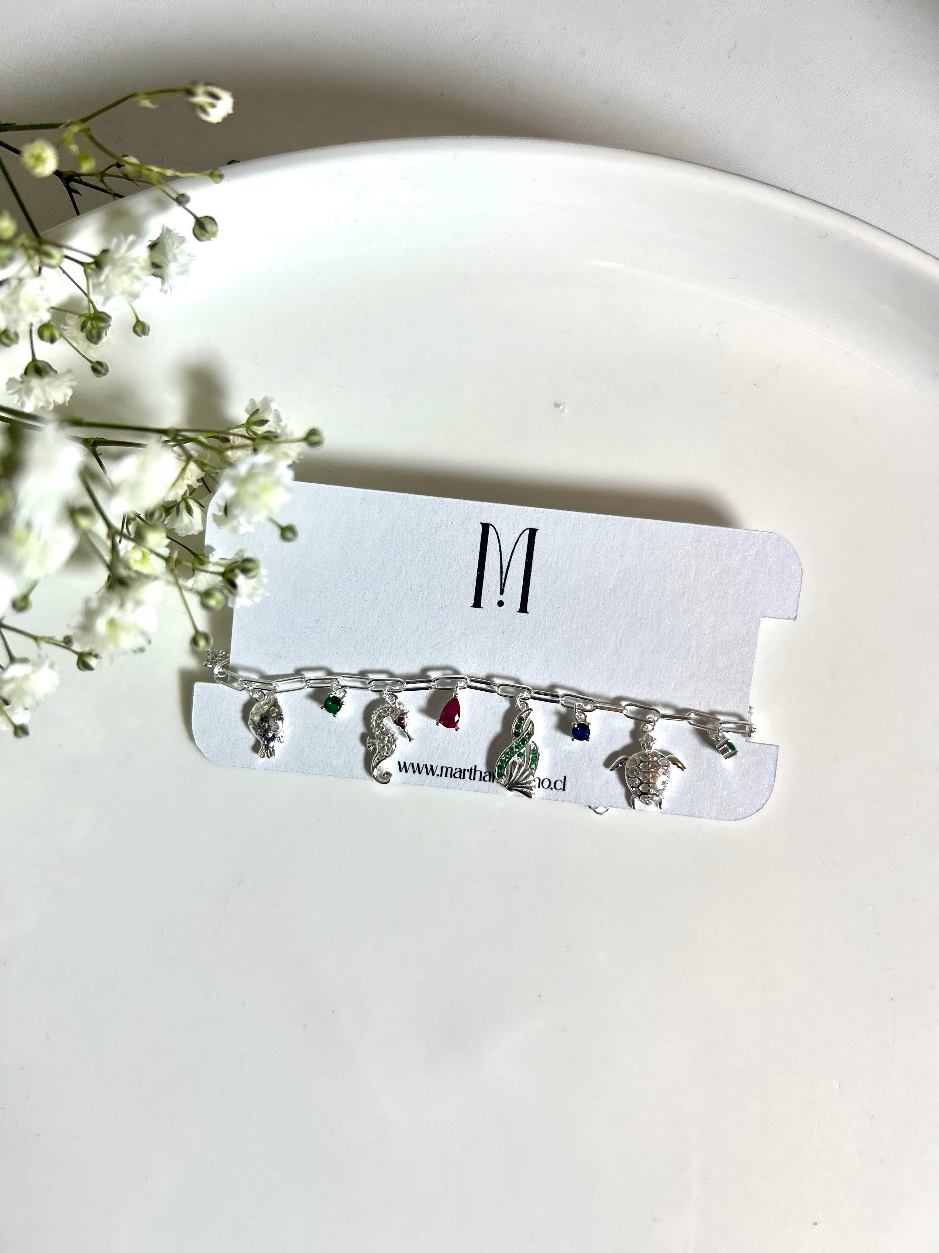 Pulsera charm oceánico en plata 925