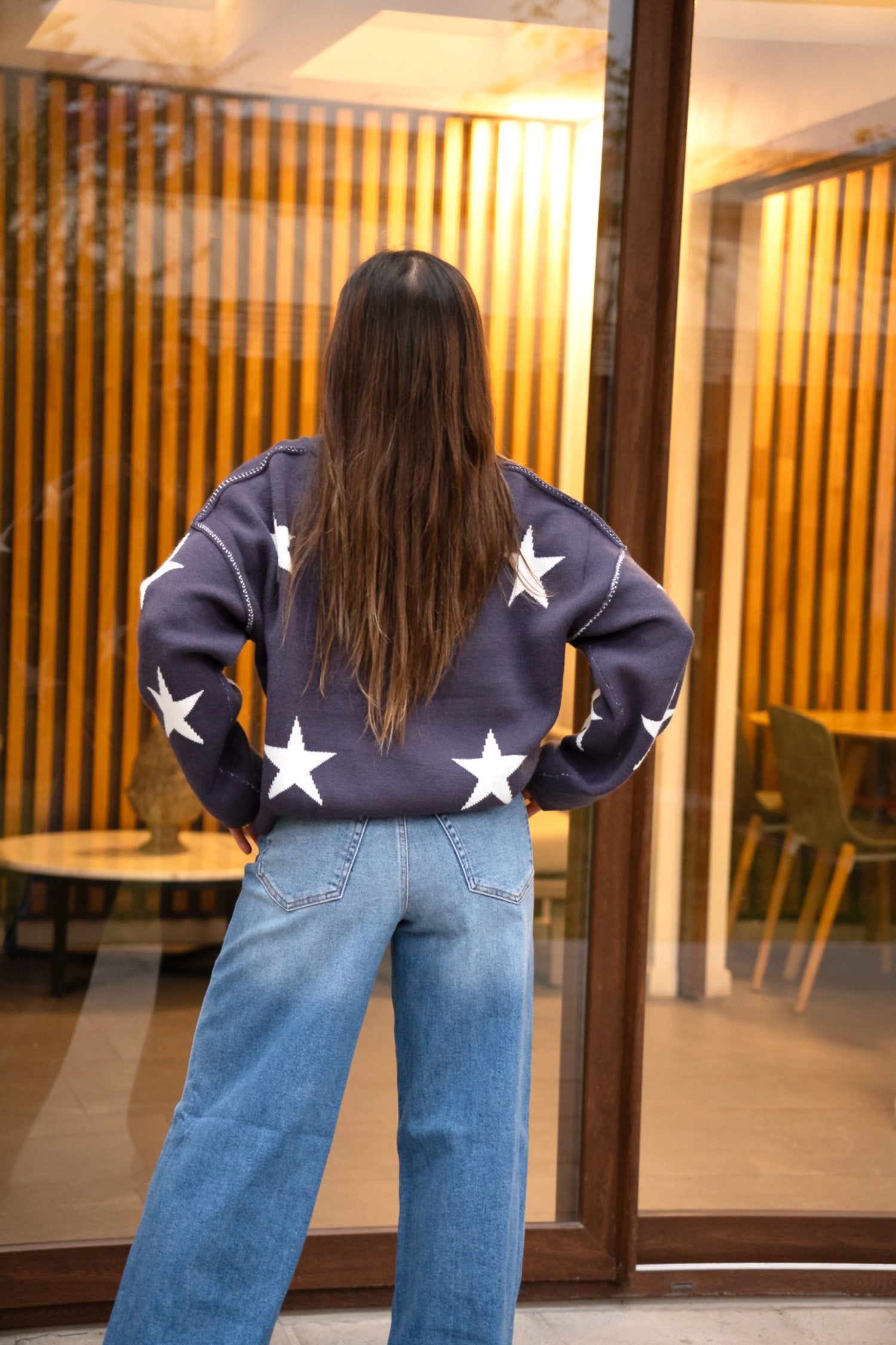 Sweater Pame Azul Estrellas