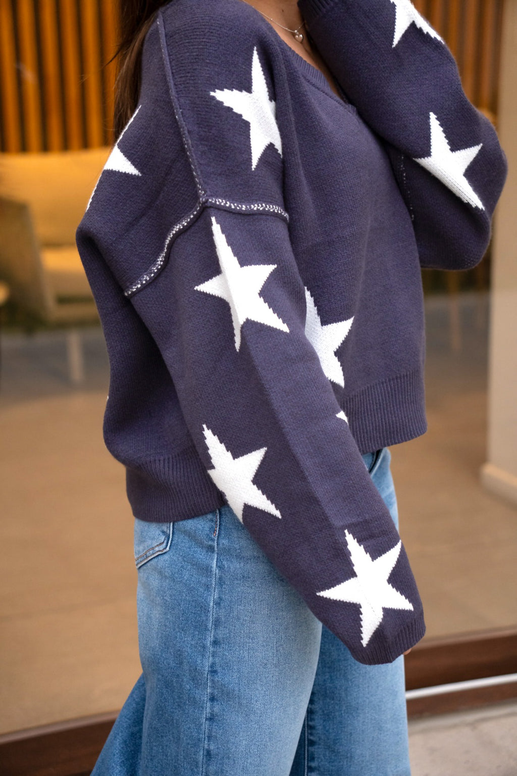 Sweater Pame Azul Estrellas