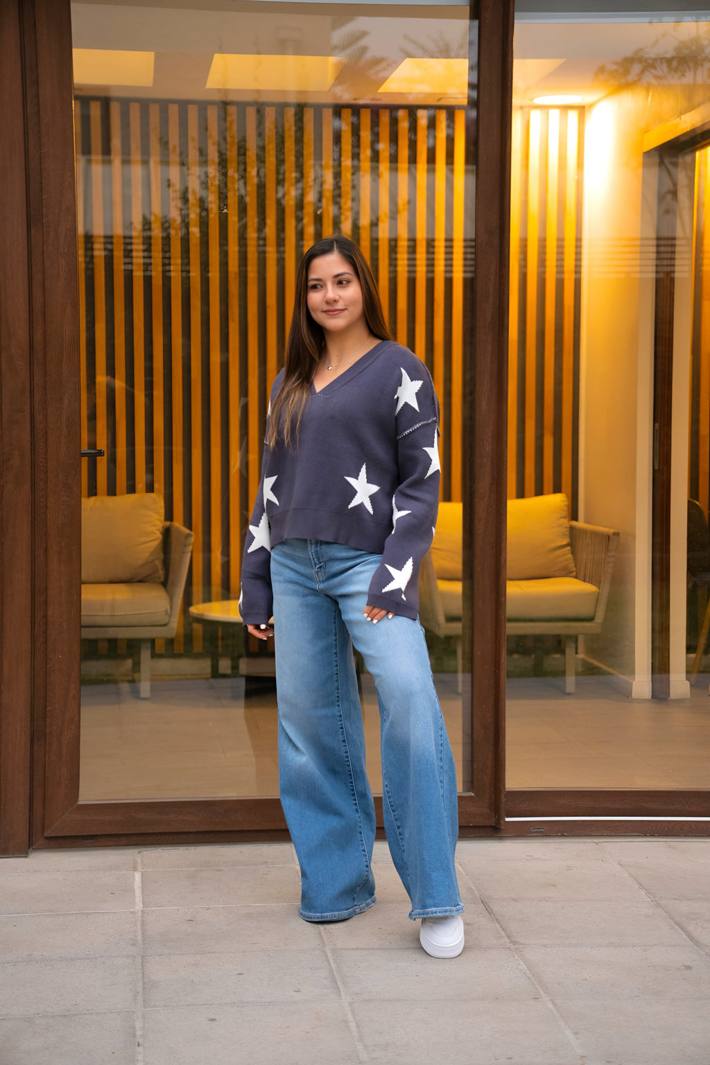 Sweater Pame Azul Estrellas