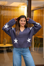 Sweater Pame Azul Estrellas