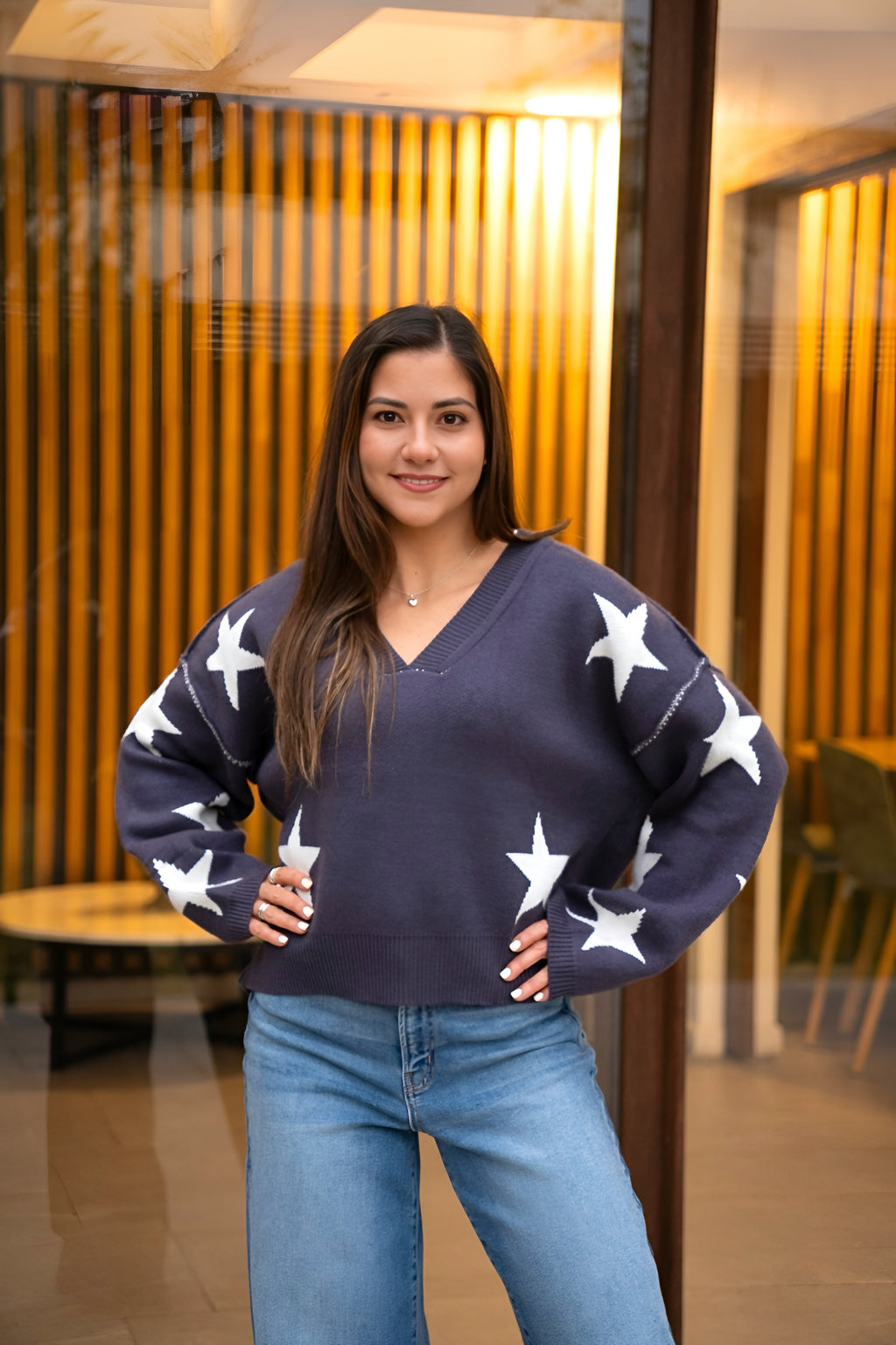 Sweater Pame Azul Estrellas