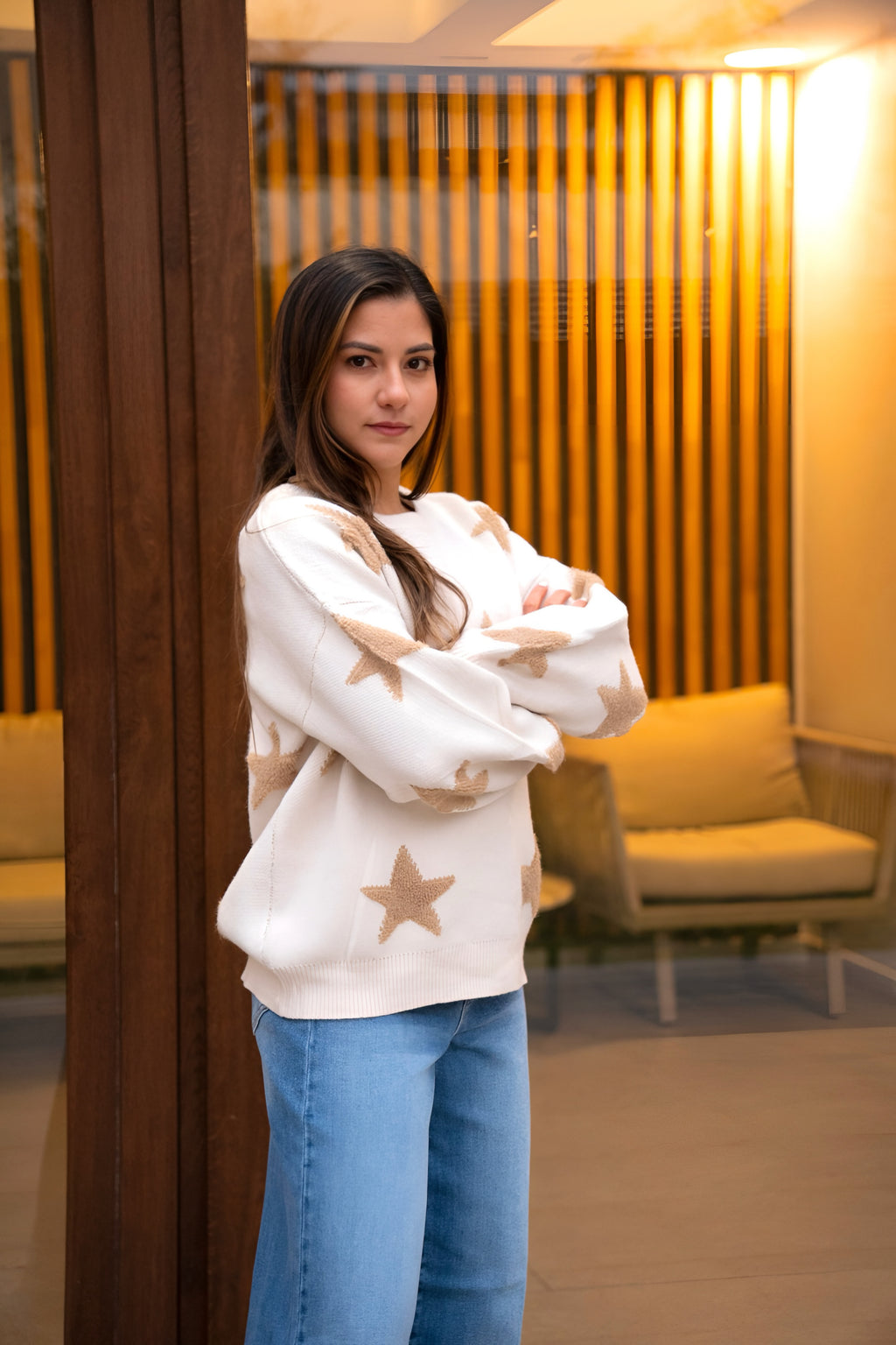 Sweater Isidora Estrellas Beige