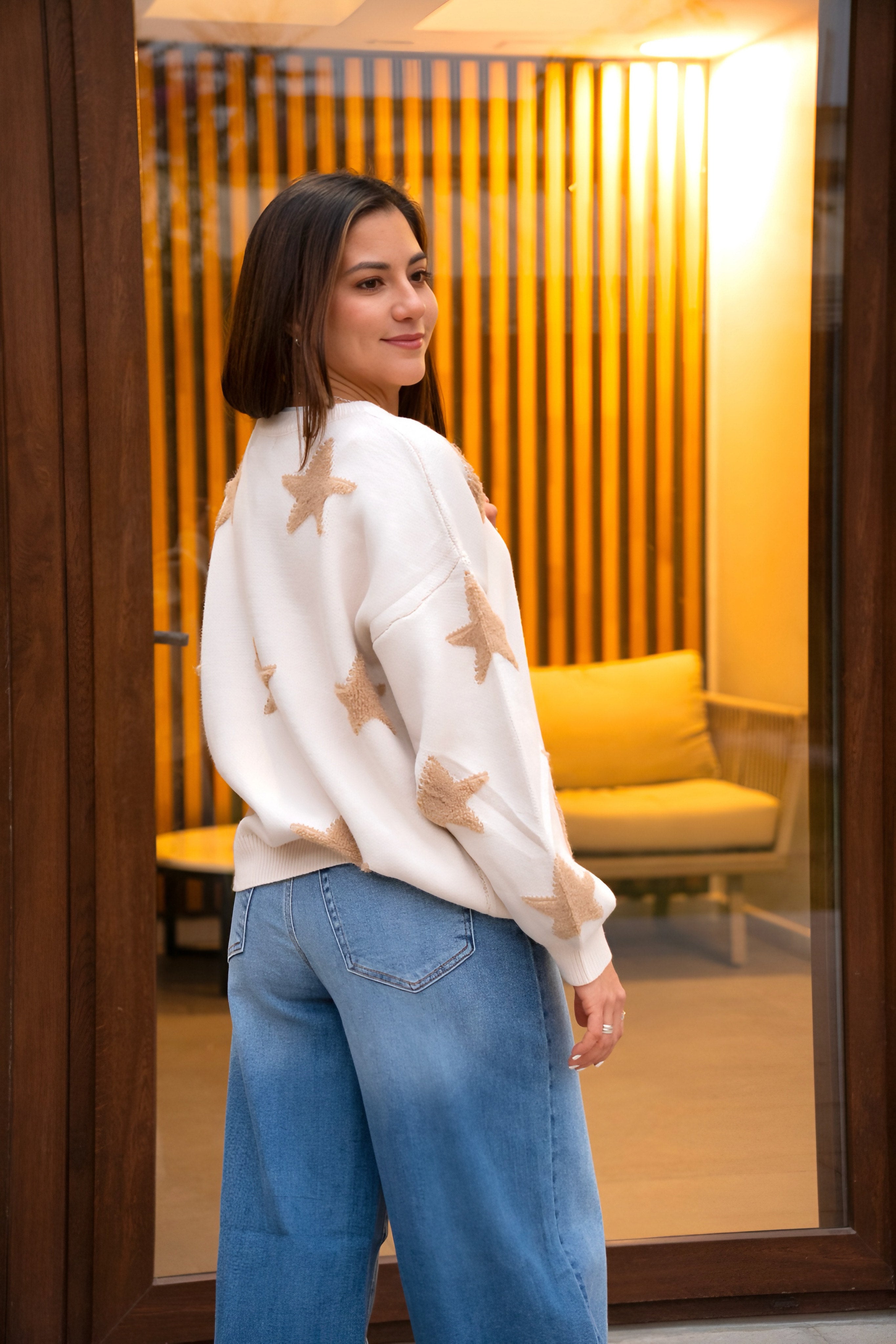 Sweater Isidora Estrellas Beige