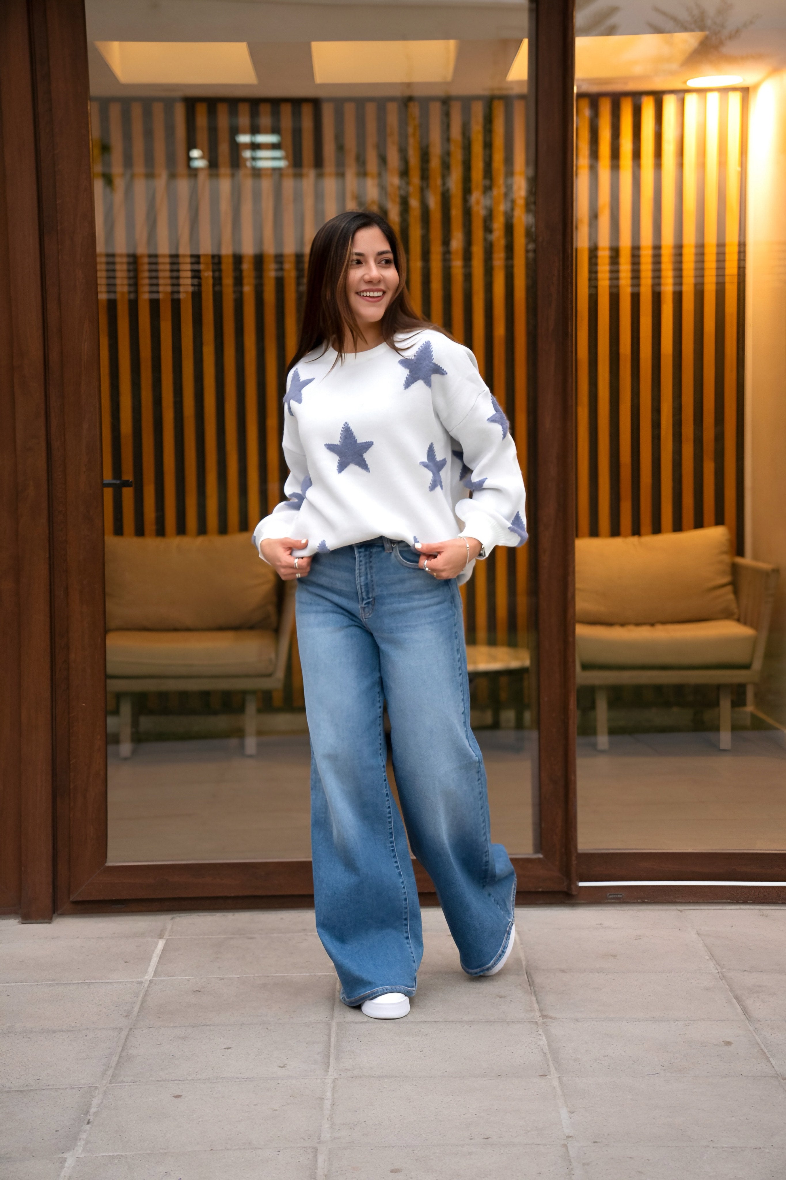 Sweater Isidora Azul Estrellas