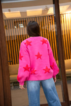 Sweater Isidora Fucsia / Rojo Estrellas