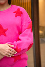 Sweater Isidora Fucsia / Rojo Estrellas