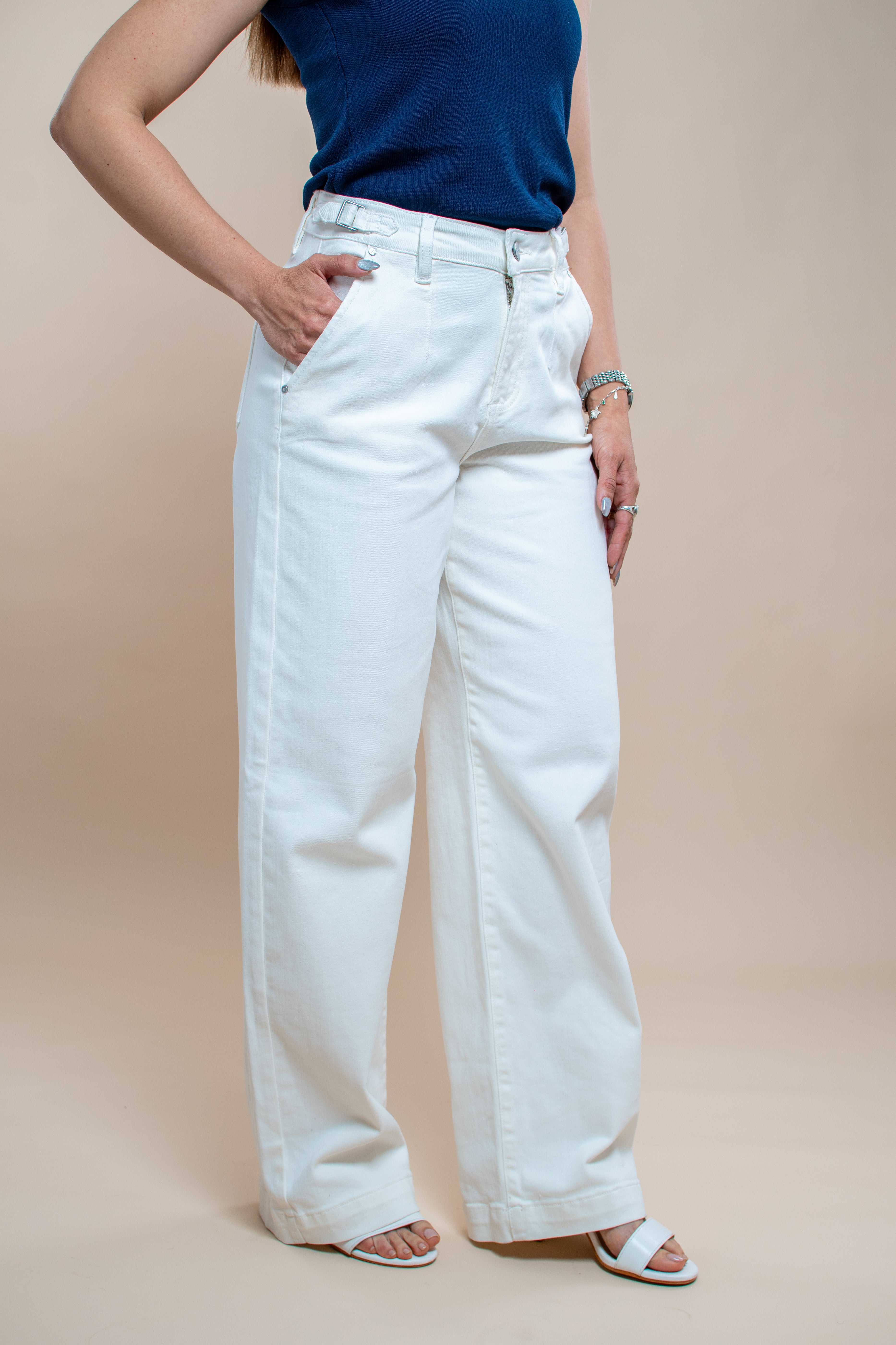 Jean Alana blanco ajustable - MM SHOP
