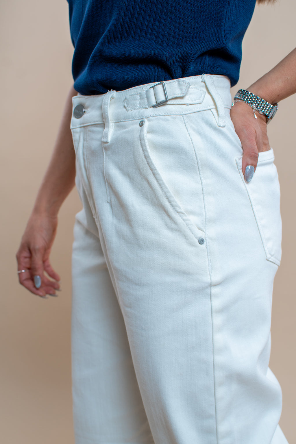 Jean Alana blanco ajustable - MM SHOP