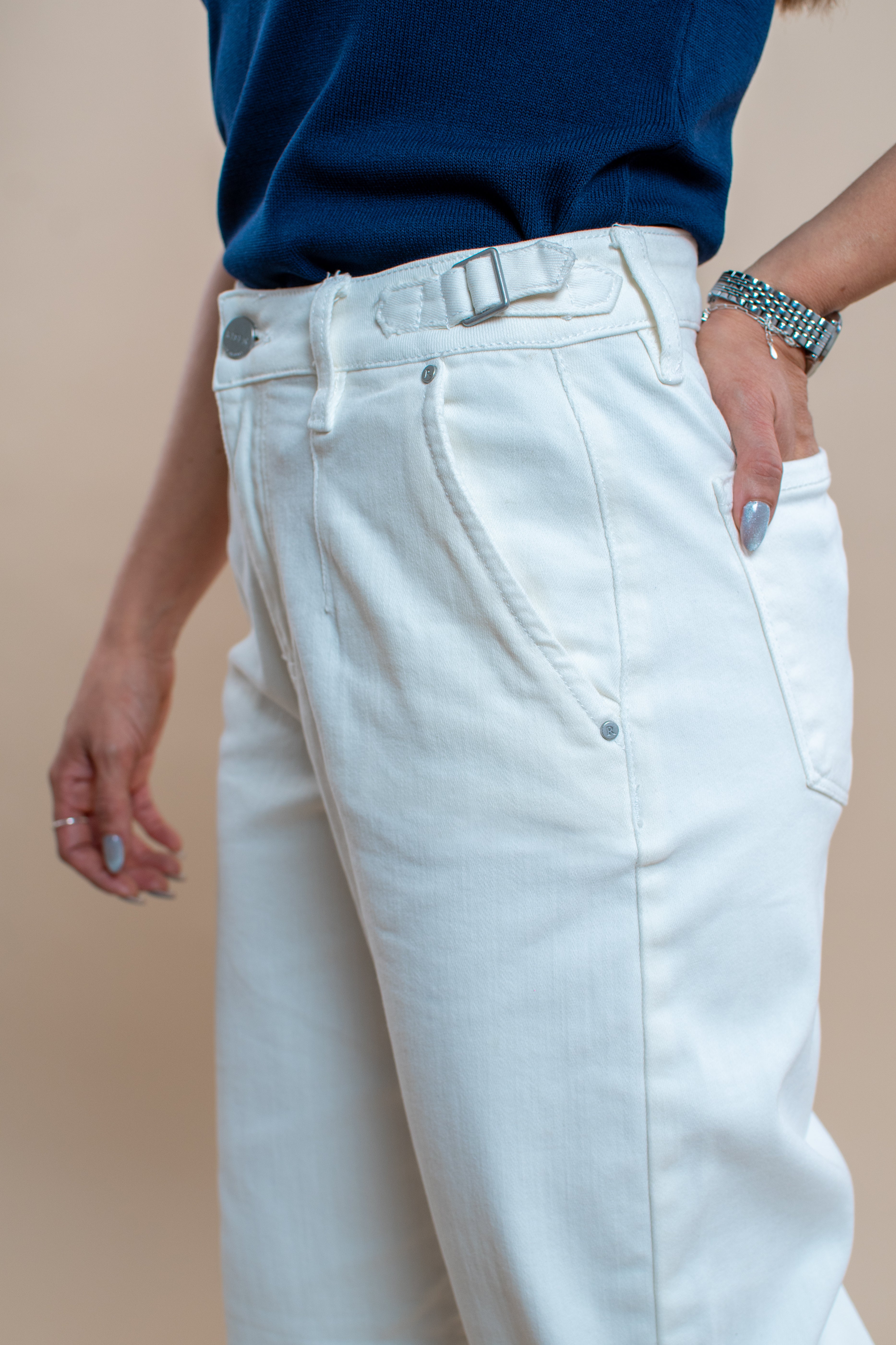 Jean Alana blanco ajustable - MM SHOP